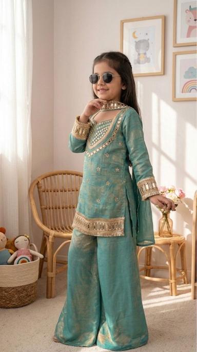 Kids Ethnic Wear Fendy Silk Blue Kids fashion wholesale market